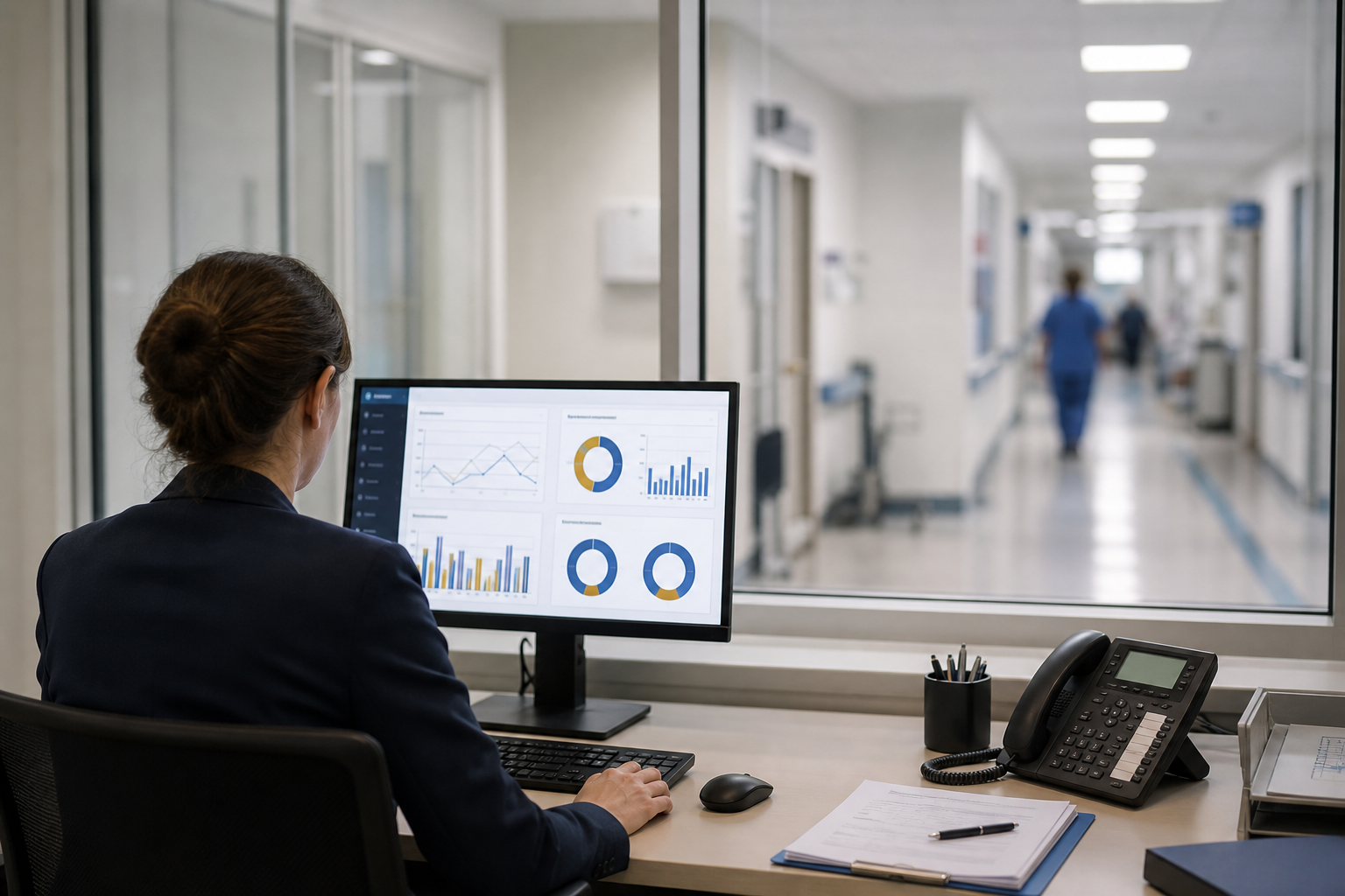 Representative AI-generated image of hospital operational dashboards