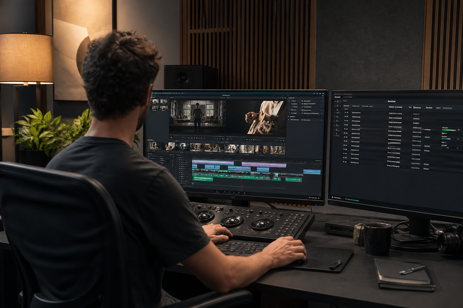Representative AI-generated image of audiovisual production workflows
