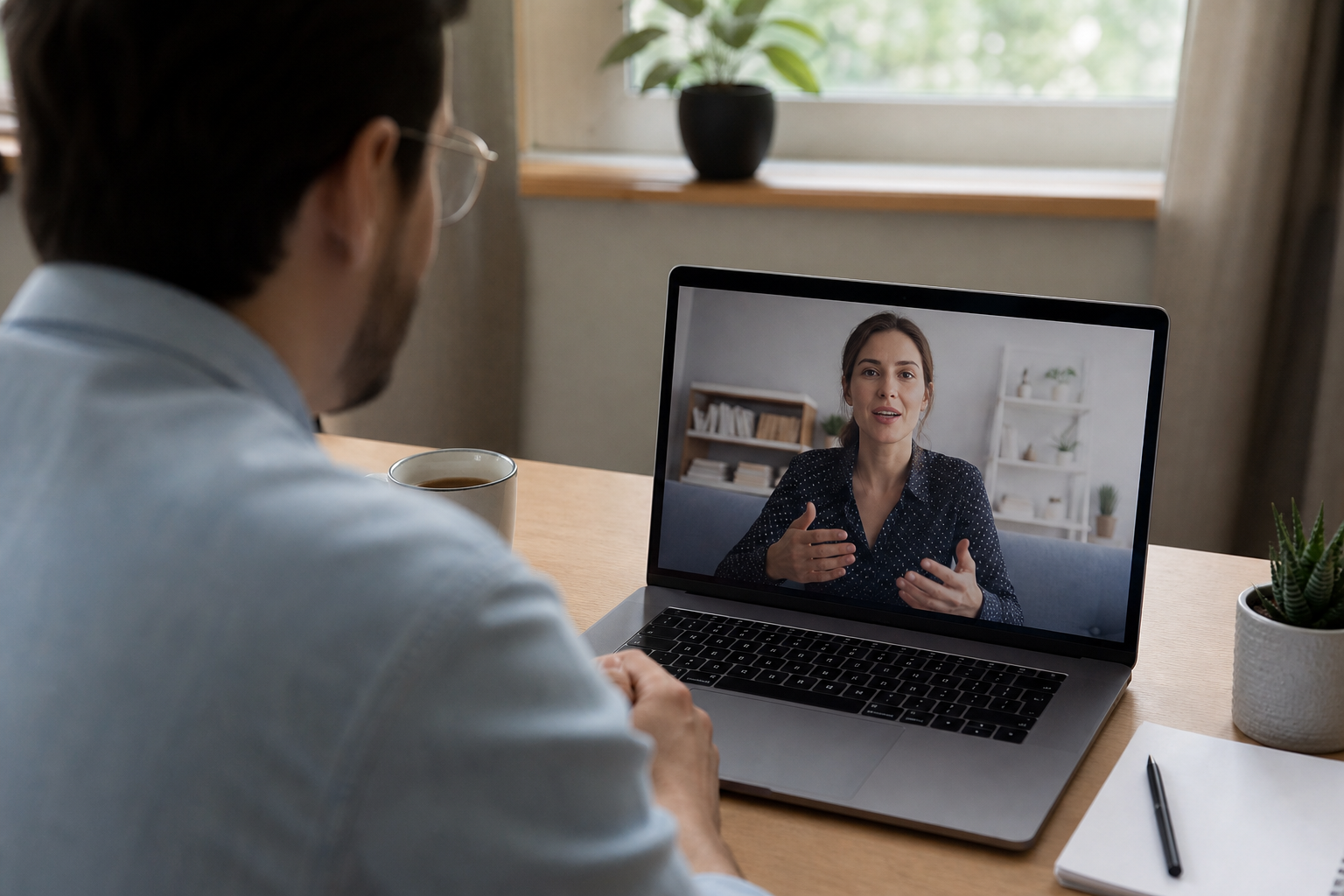 Representative AI-generated image of a candidate using a video interview